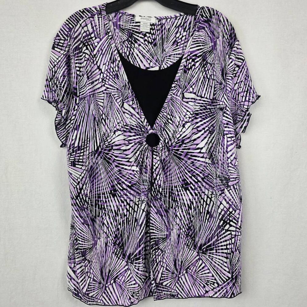 Dressbarn Women 18/20 Purple Layered Blouse